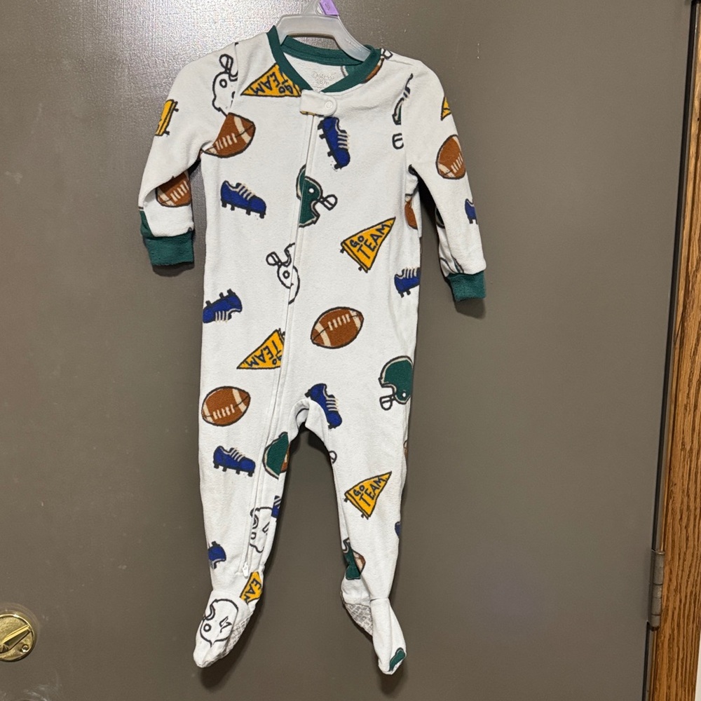 Carter's Sports Theme Footed One Piece - White, Brown, Green